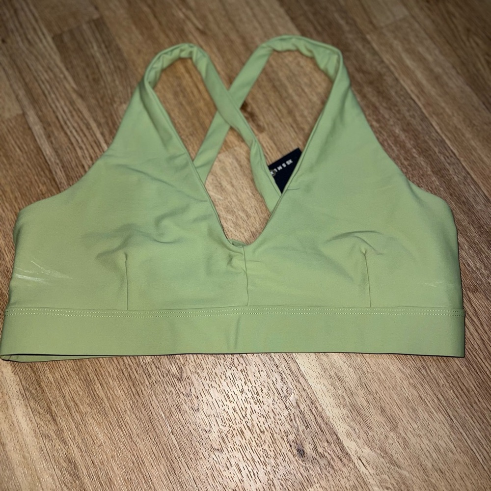 Green Cross-Back Sports Bra